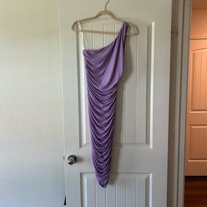 Elegant One-Shoulder Purple Dress